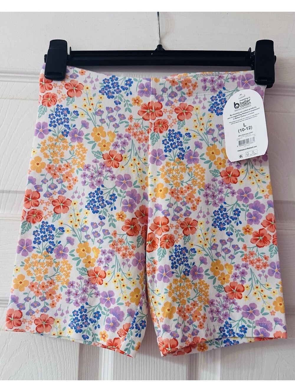 Wonder Nation Girls L 10-12 Floral Bike Shorts Multicolor Cotton Stretch NWT